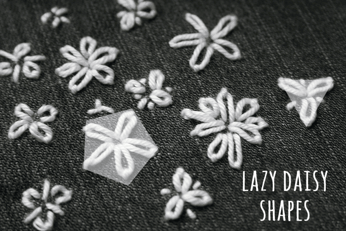 Embroidery: lazy daisy shapes