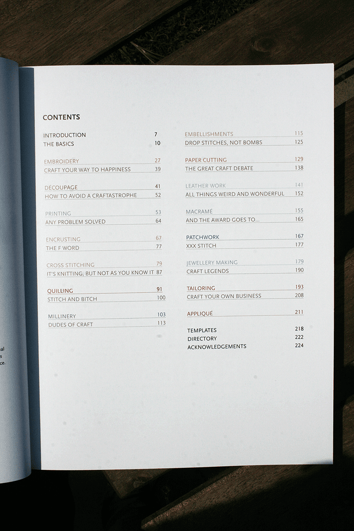 Material World by Perri Lewis, table of contents
