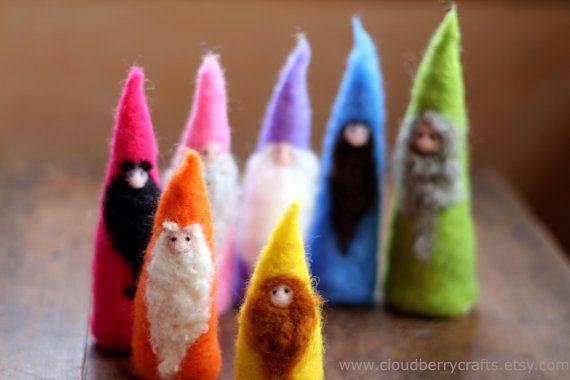 Needle felted rainbow gnomes set by CloudBerryCrafts on Etsy