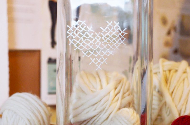 Faux cross stitch storage jar | Crafting Fingers