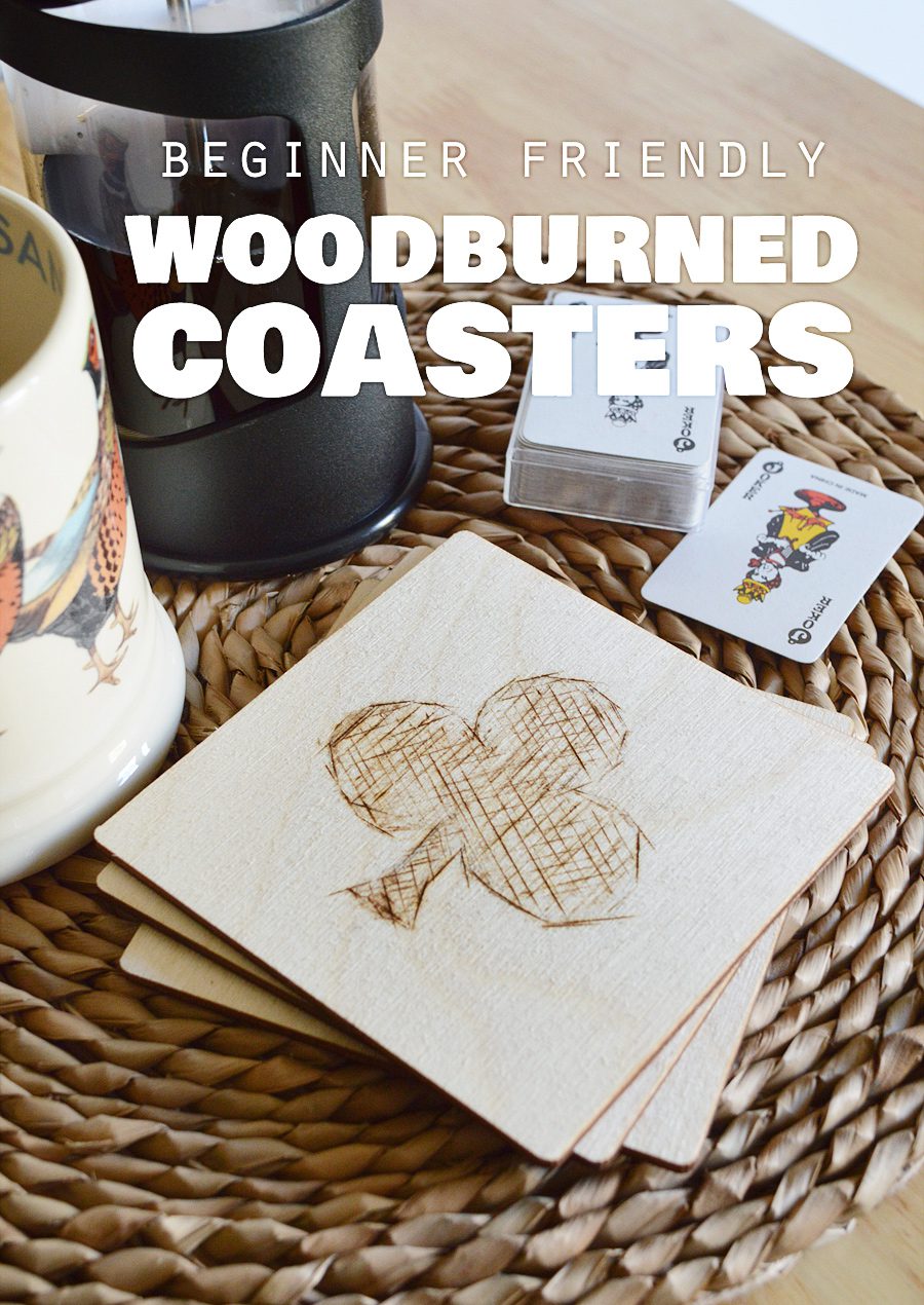 DIY woodburned coasters, perfect beginner's project! #pyrography
