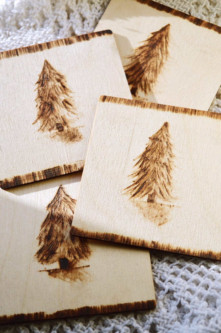 DIY woodburned coasters, perfect beginner's project! #pyrography