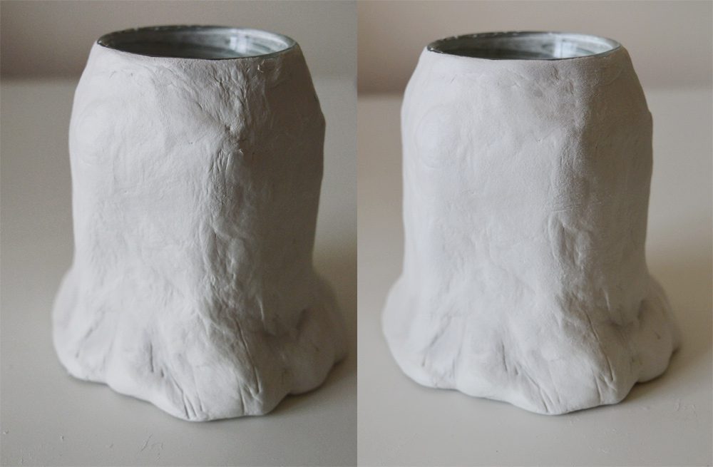 DIY Clay Mushroom Jar before & after sanding | craftingfingers.co.uk
