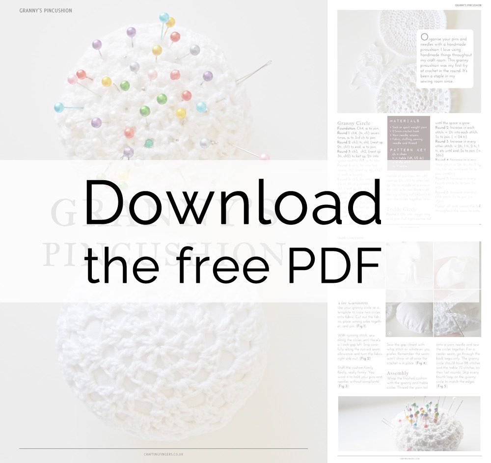 Free PDF - DIY crochet pincushion tutorial + pattern